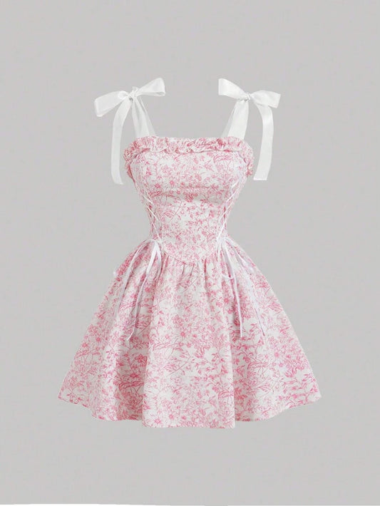 Vestido Estilo Corset con Lazo en Hombros