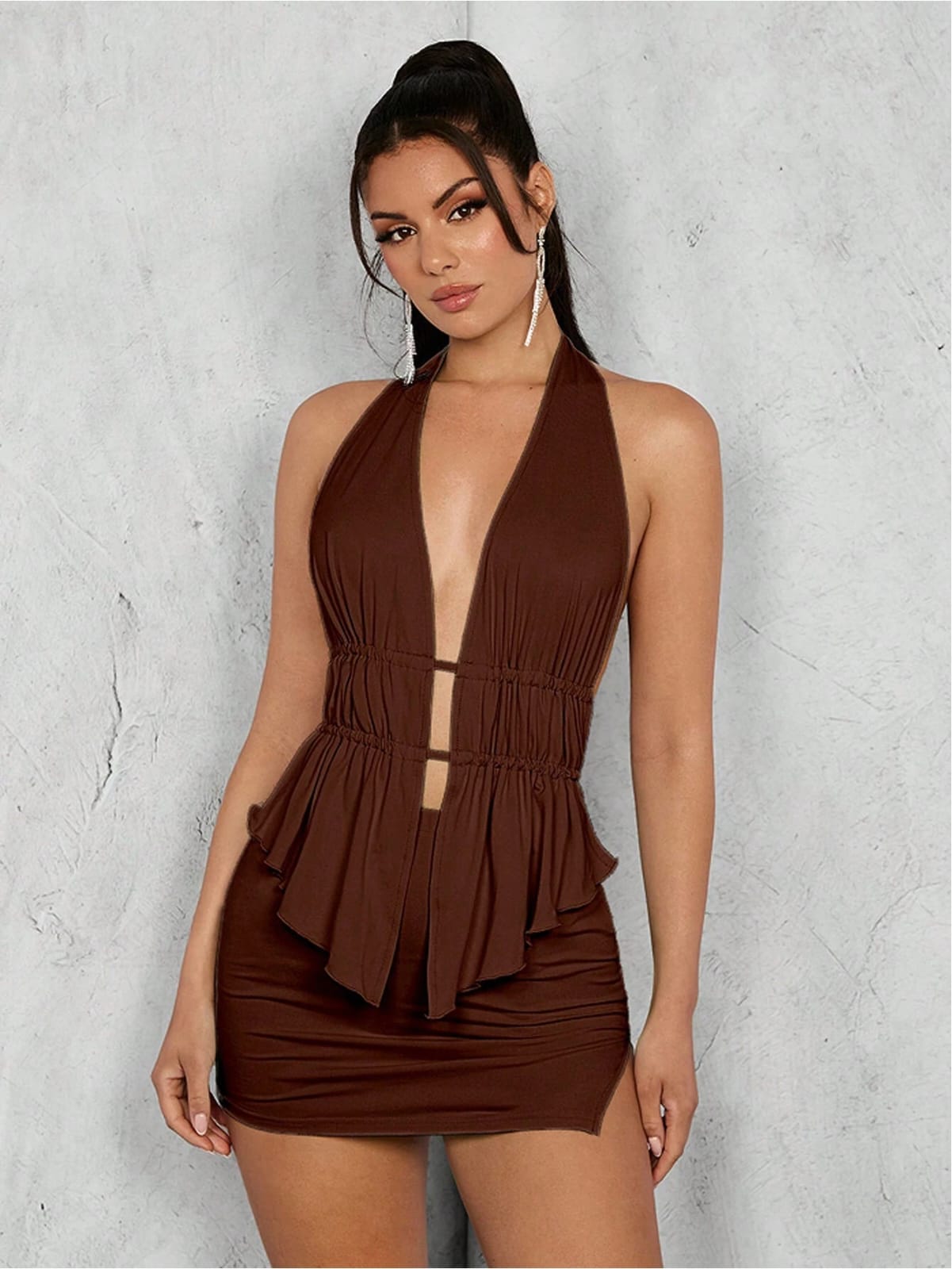 Conjunto Fruncido con Falda Ajustada