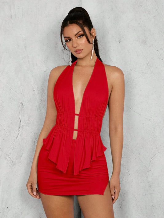 Conjunto Fruncido con Falda Ajustada