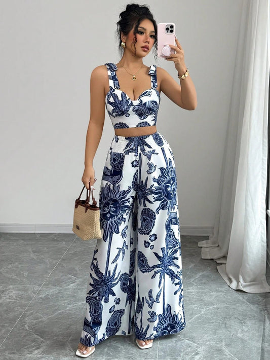 Conjunto Estampado Azul & Blanco